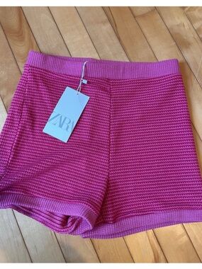 Zara Bright Pink Knit Bike Shorts